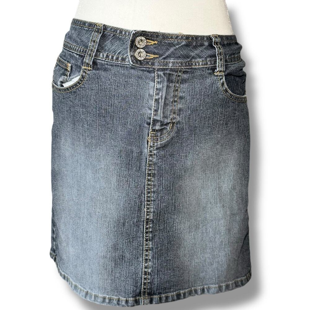 Vintage Y2K‎ Angels Jeans Mini Skirt 32 Waist Light Wash Denim Juniors 2000s